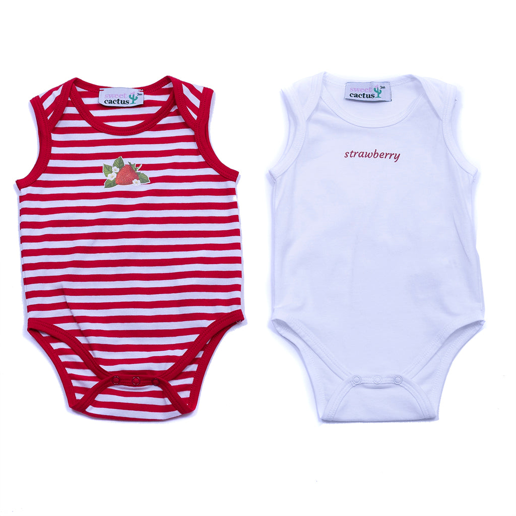 2 Piece Red Strawberry Onesie Set