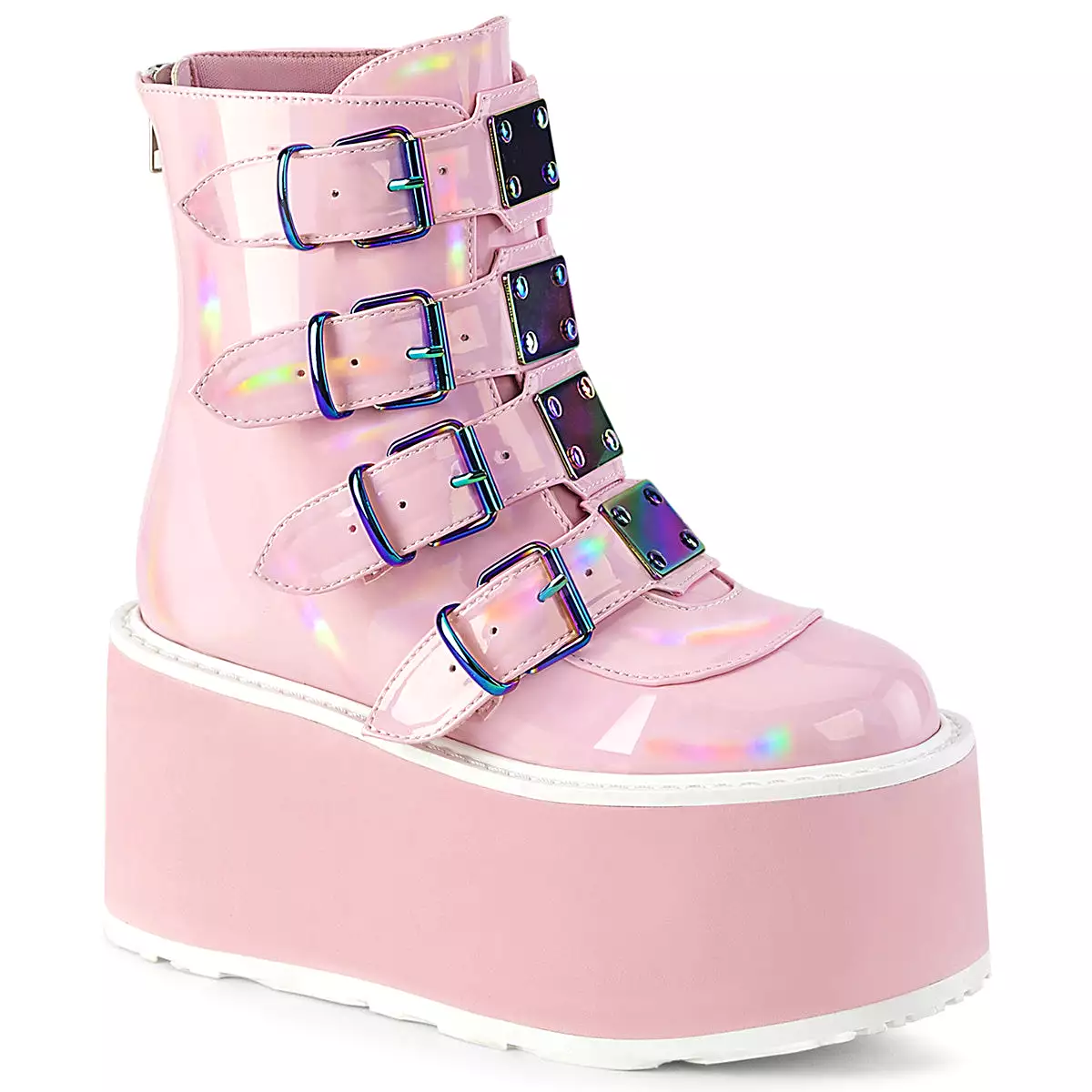 3 Inch Platform DAMNED-105 Baby Pink Holographic Shoes