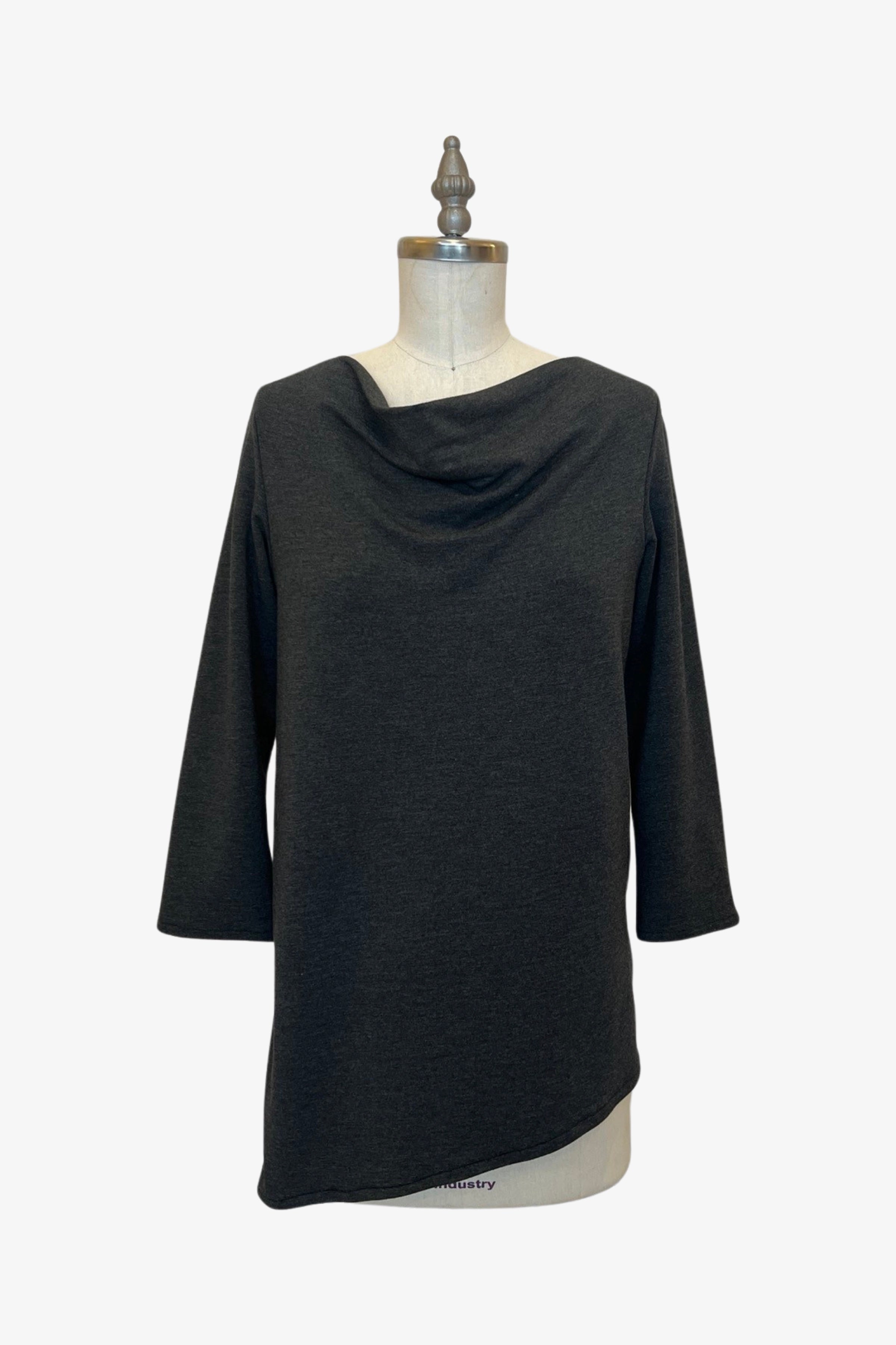 3/4 Sleeve Trapezoid Tunic, Charcoal Fleece, Women's Fashion