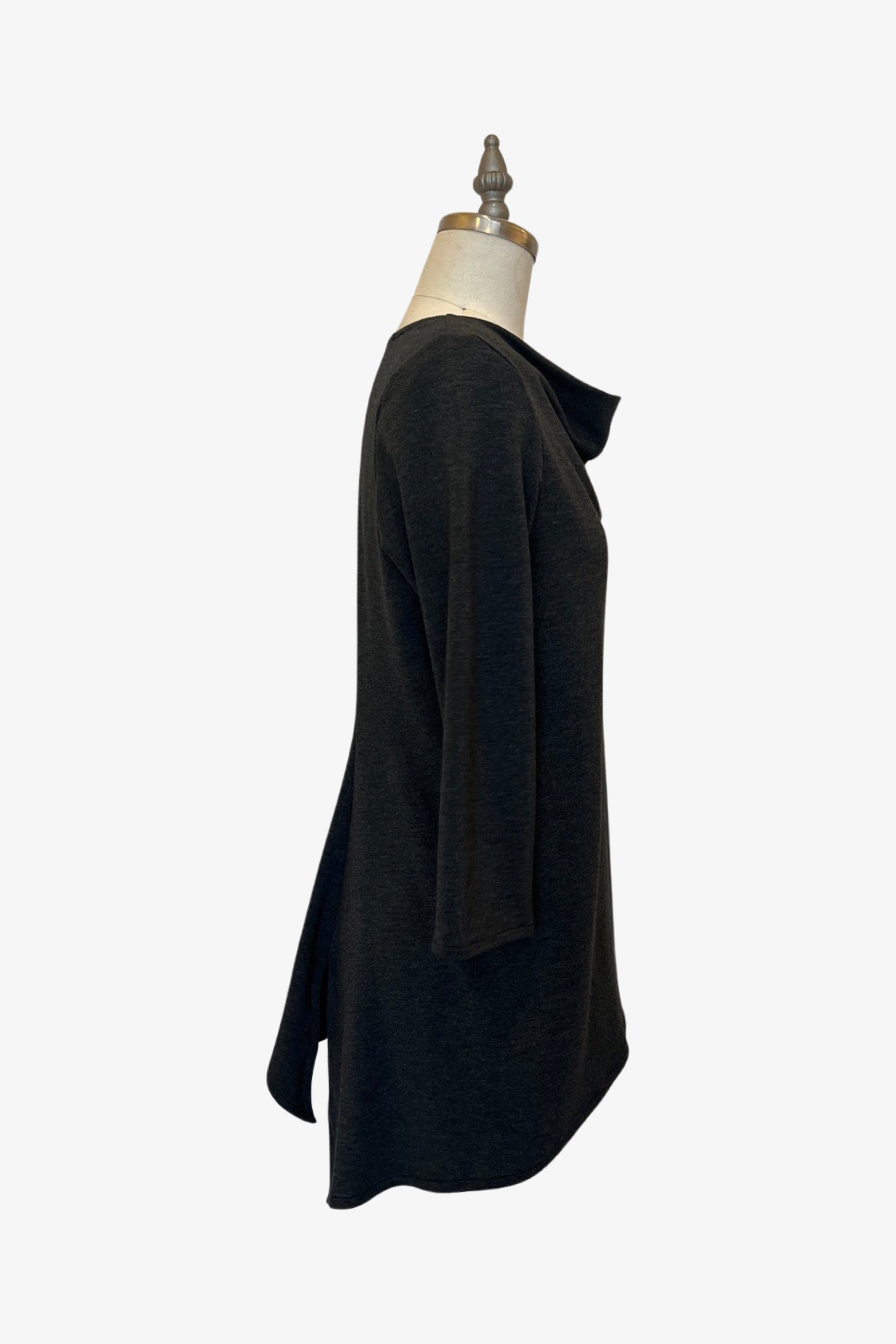 3/4 Sleeve Trapezoid Tunic, Charcoal Fleece, Women's Fashion