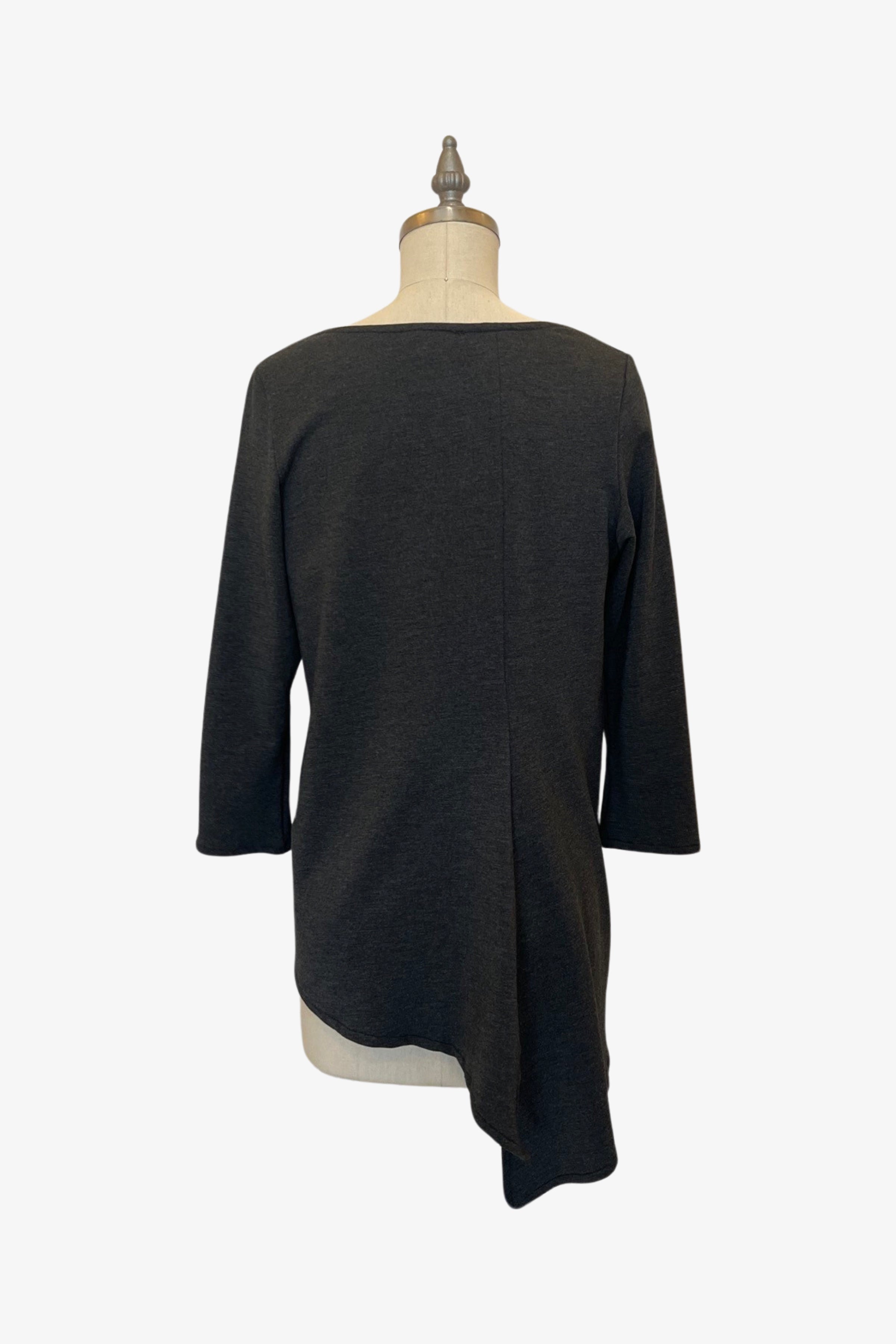 3/4 Sleeve Trapezoid Tunic, Charcoal Fleece, Women's Fashion