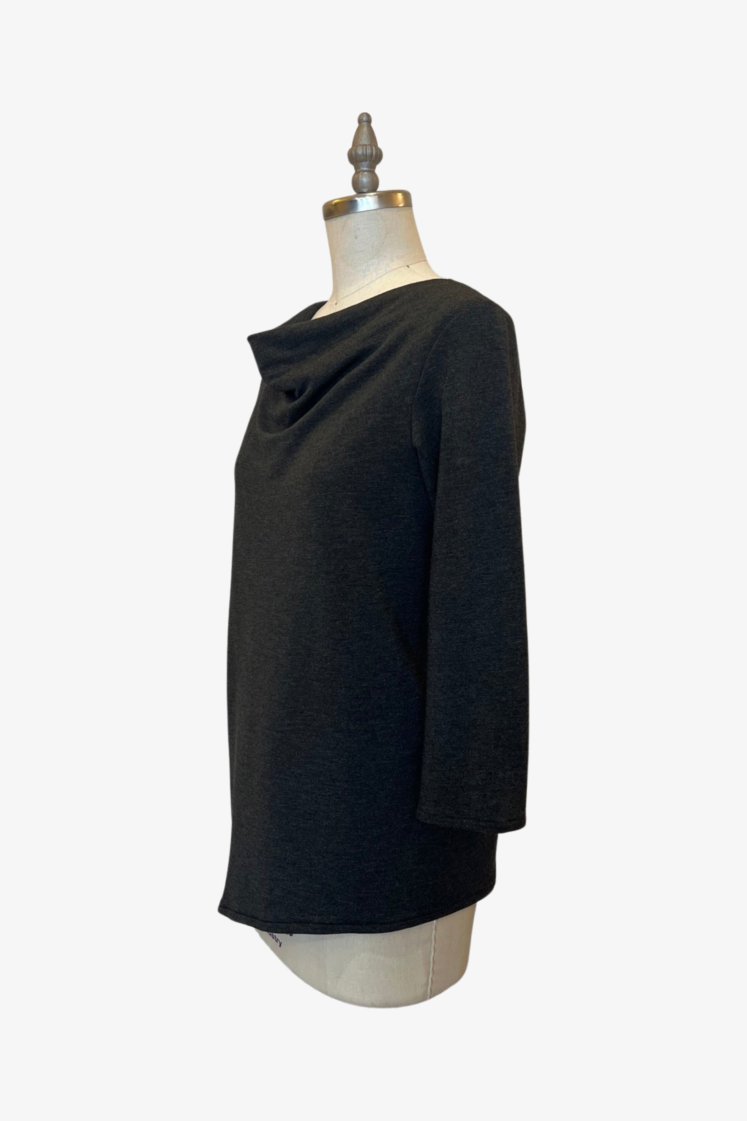 3/4 Sleeve Trapezoid Tunic, Charcoal Fleece, Women's Fashion