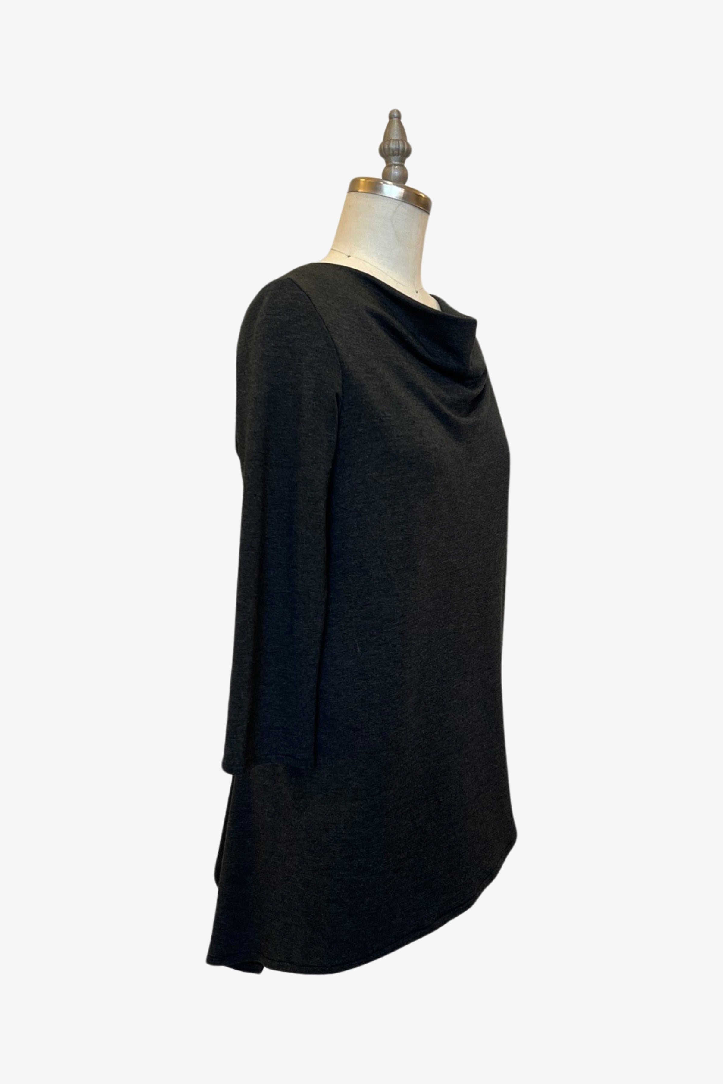 3/4 Sleeve Trapezoid Tunic, Charcoal Fleece, Women's Fashion