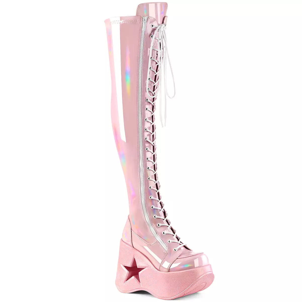 5 Inch Platform Sparkly Baby Pink Holo Heels