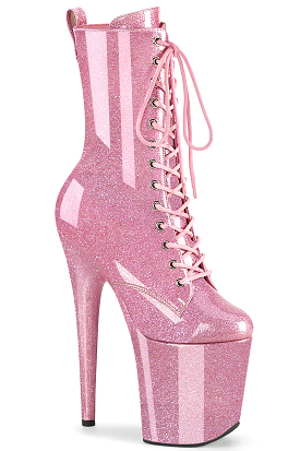 8-inch Baby Pink Glitter Pleaser Boots - Pleaser USA Flamingo-1040GP