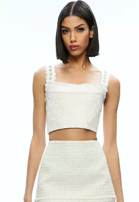 Alice + Olivia - Vicenta Embellished Structured Corset - Off White Multi: a stylish, embellished corset in off white multi by Al