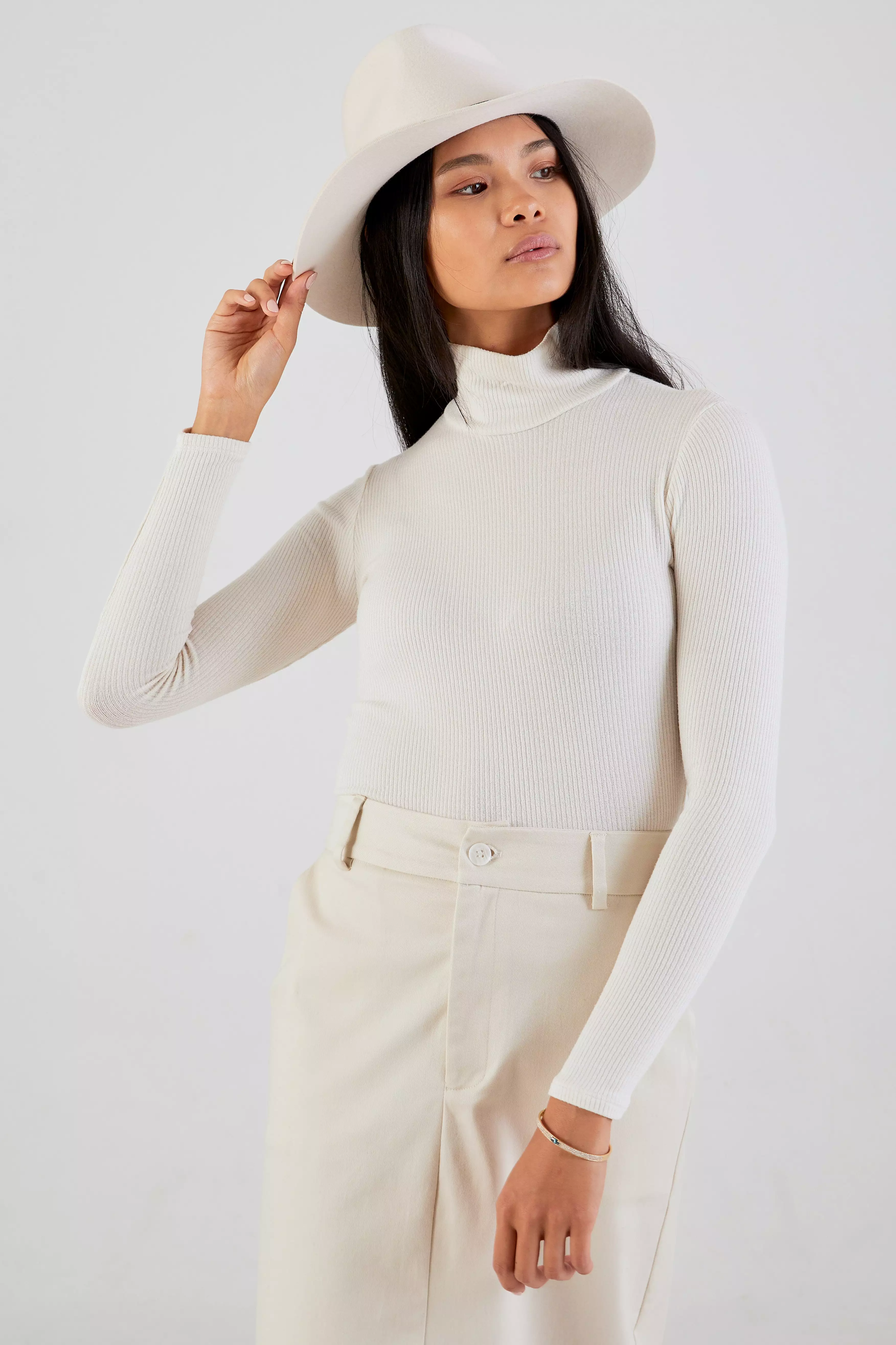 Archer Rib Turtleneck Gardenia - Shop Now