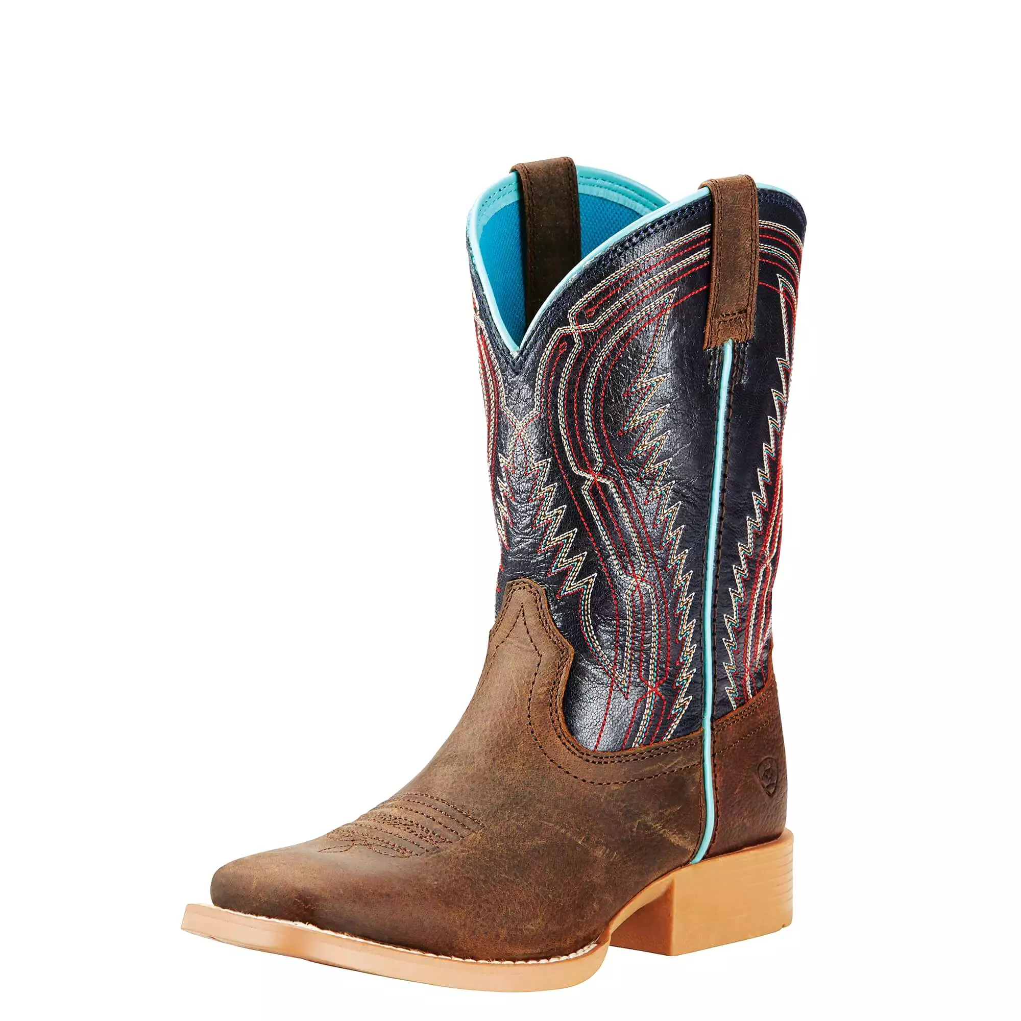 Ariat Chute Boss Kid's Western Boot - Brown and Old Blue