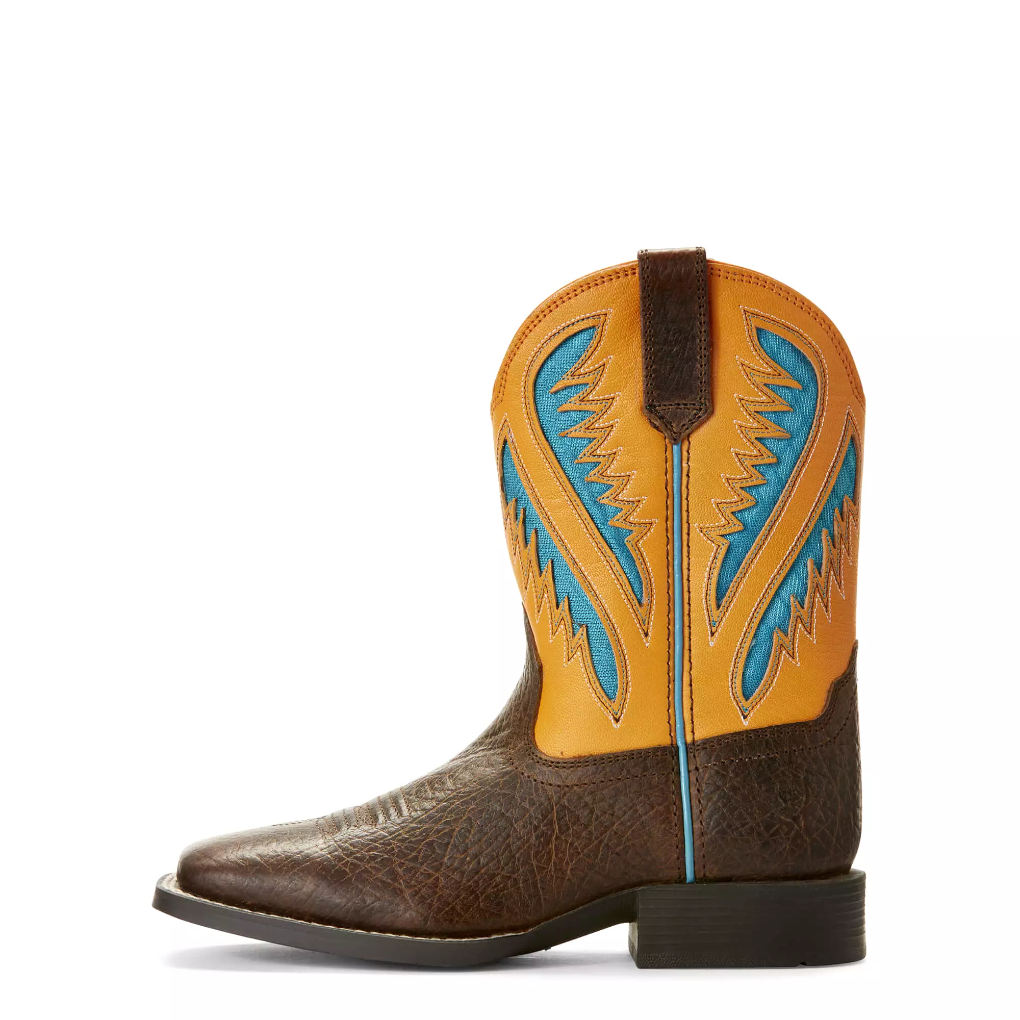 Ariat Quickdraw VentTEK Kids Western Boot - Chocolate/Orange