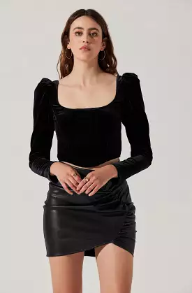 Ashbury Velvet Long Sleeve Corset Top