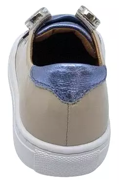 Atlanta Mocassin Girls Patent Leather Studded Sneaker Violet Beige Blue