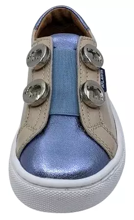 Atlanta Mocassin Girls Patent Leather Studded Sneaker Violet Beige Blue