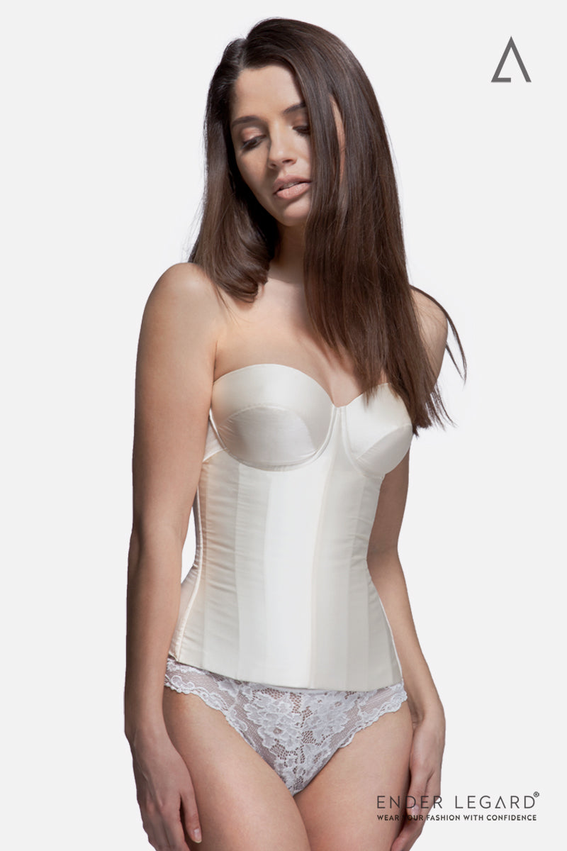 AVA Strapless Low-Back Silk Corset Ivory