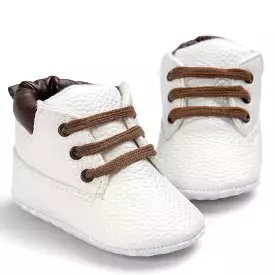 Baby Boy White and Brown Boots - Infants White Brown Booties