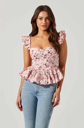 Baylin Floral Corset Peplum Top - Shop Now