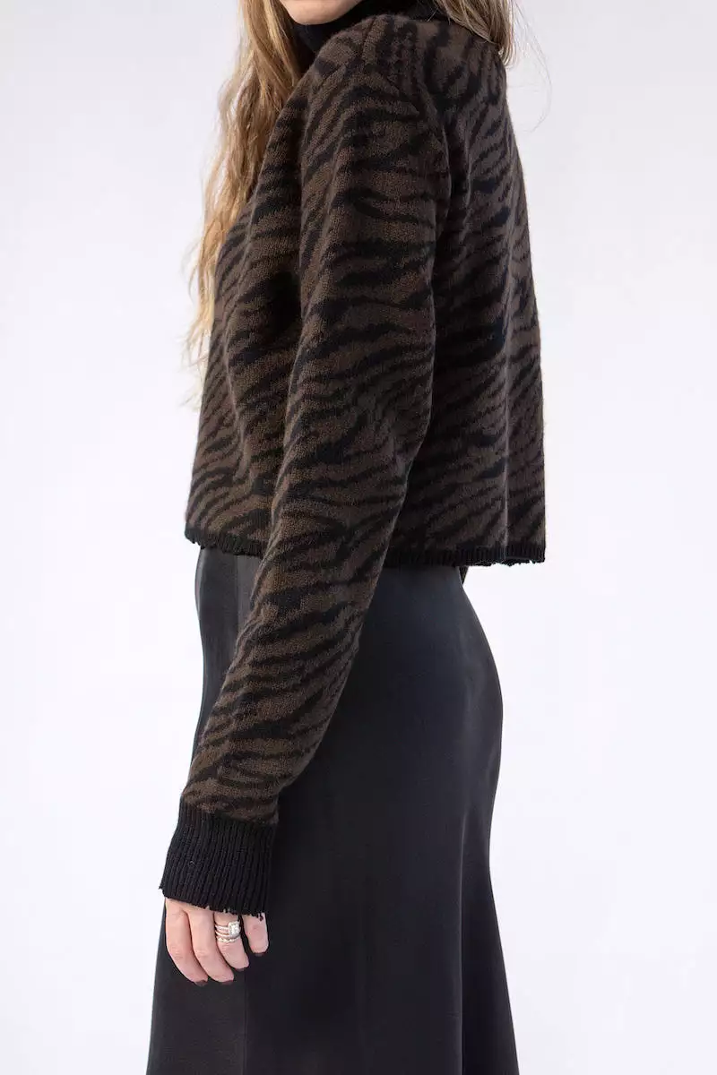 Beau Cedar Zebra Turtleneck Sweater