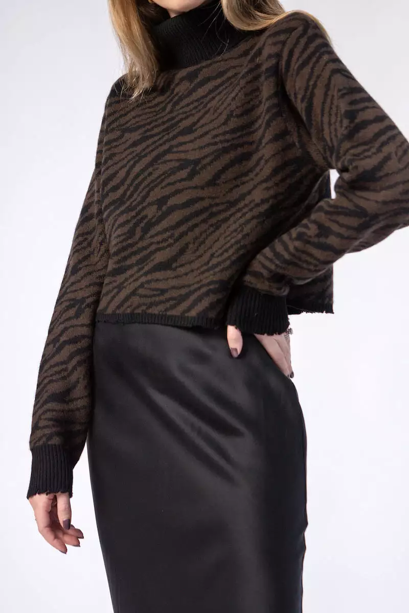 Beau Cedar Zebra Turtleneck Sweater