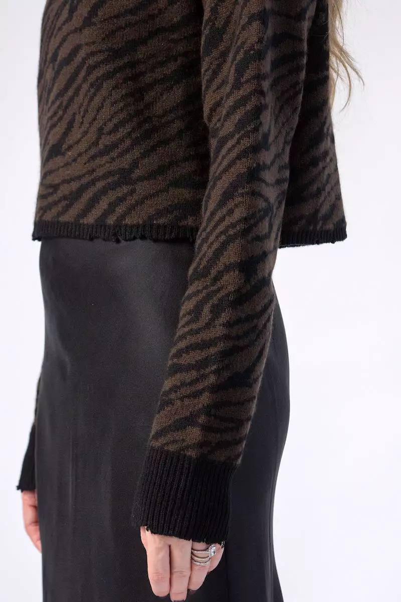 Beau Cedar Zebra Turtleneck Sweater