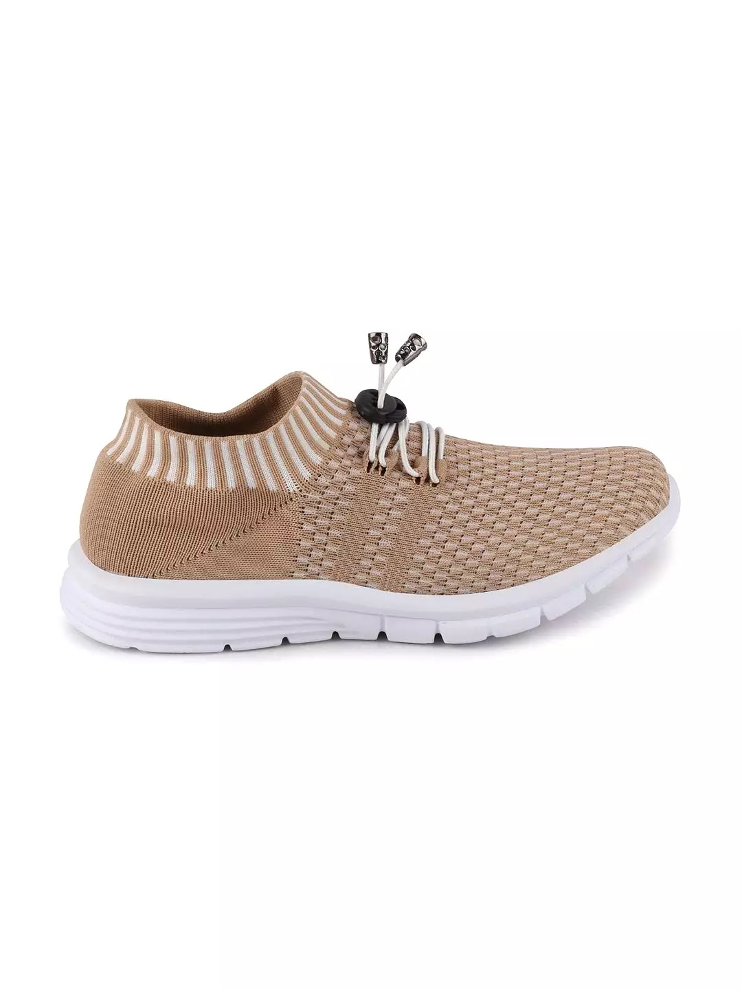 Beige Lace-Up Outdoor Running Shoes for Women