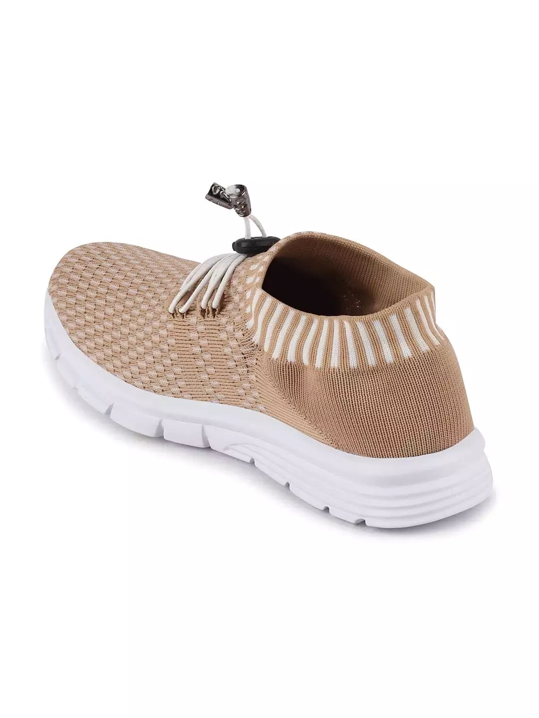 Beige Lace-Up Outdoor Running Shoes for Women