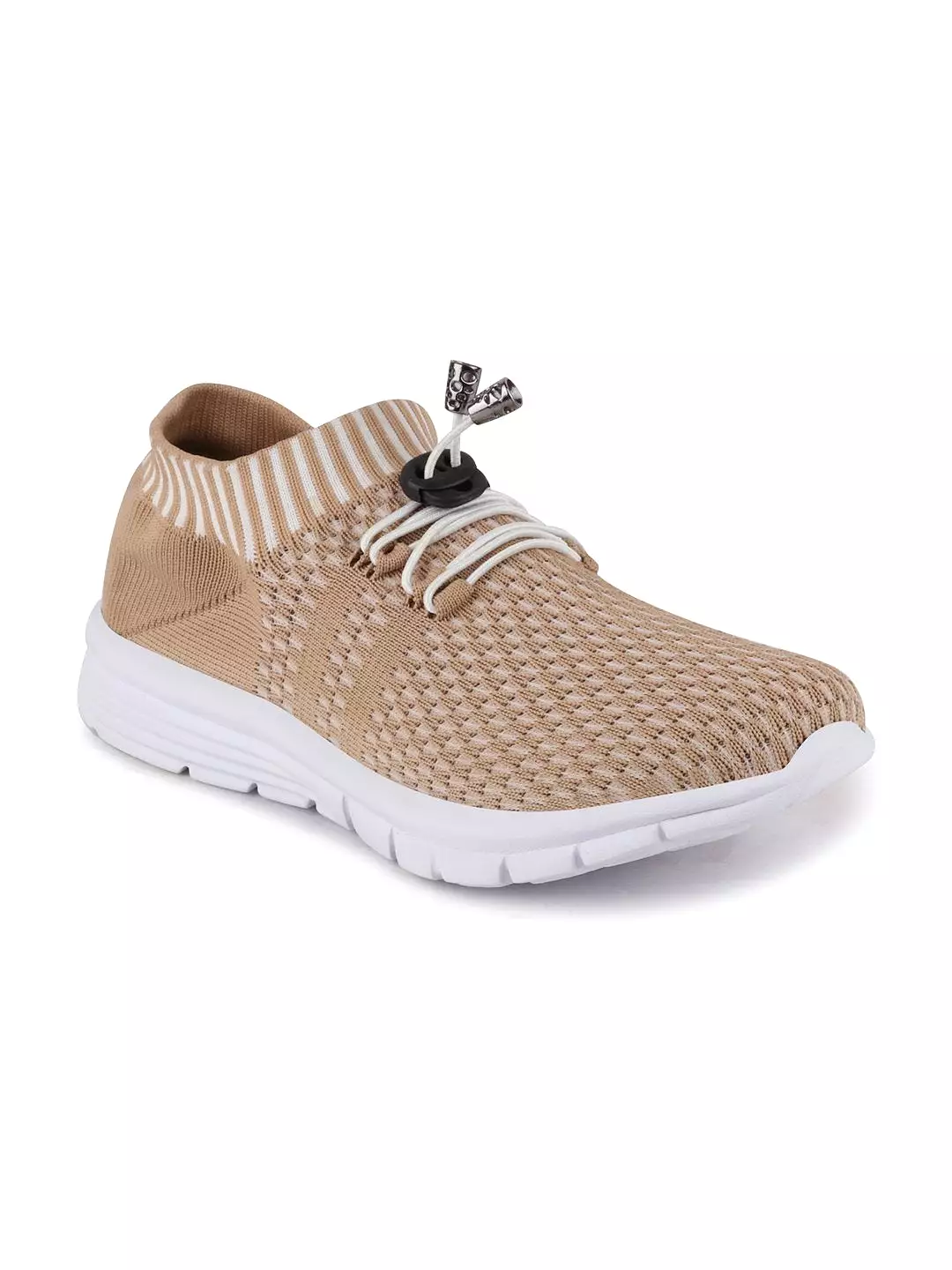 Beige Lace-Up Outdoor Running Shoes for Women