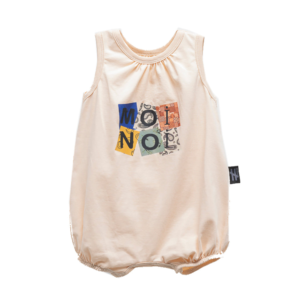 Beige Logo Print Bodysuit