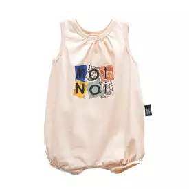 Beige Logo Print Bodysuit