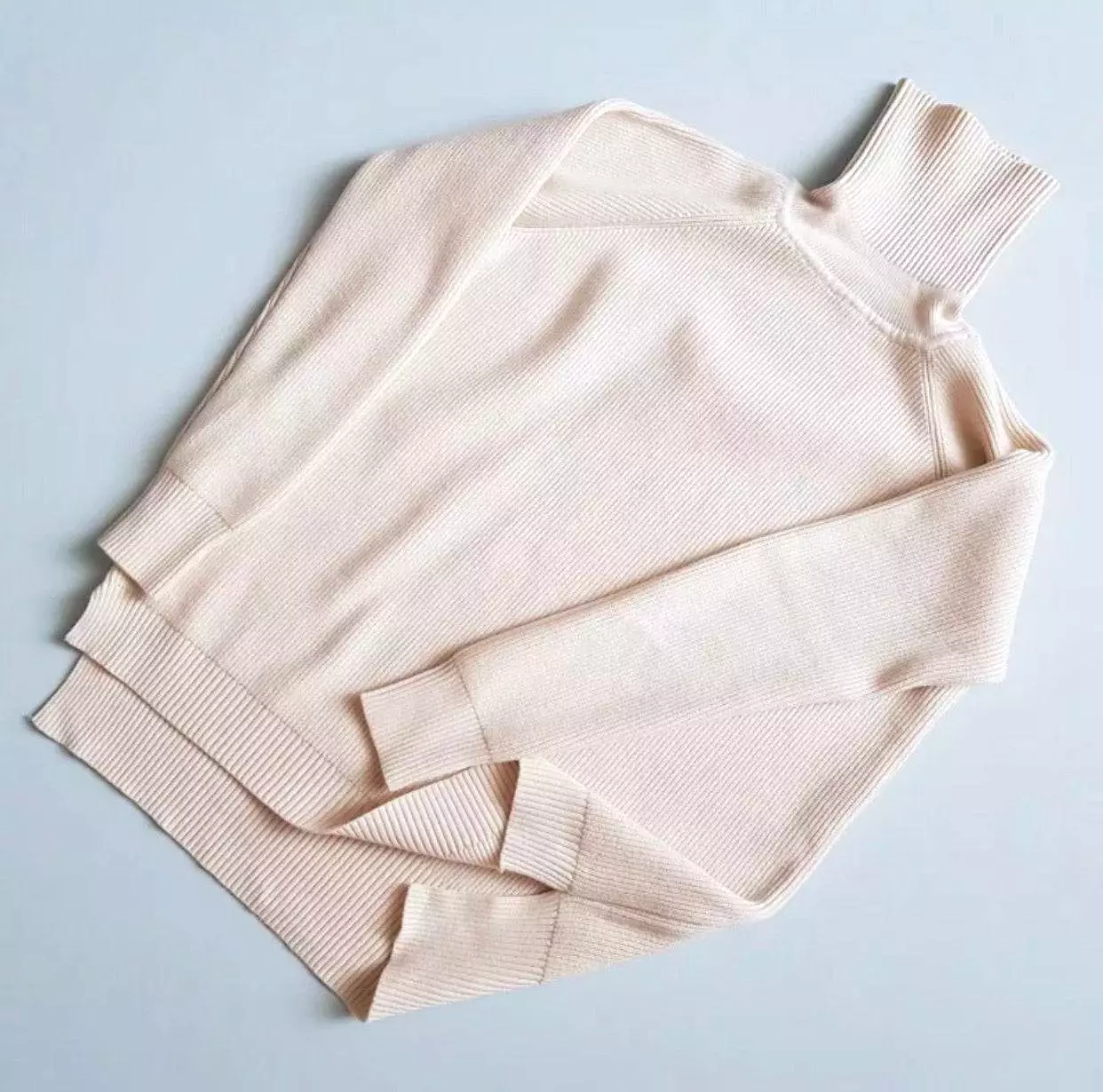 Beige Ribbed Turtleneck Top and Jogging Pant Coord Set