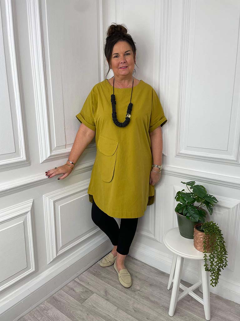 Bella Blue Cotton Pocket Tunic - Ochre