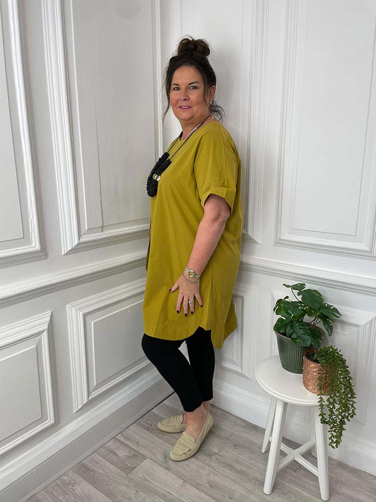 Bella Blue Cotton Pocket Tunic - Ochre