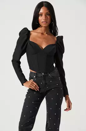 Betty Sweetheart Neck Top with Puff Sleeves