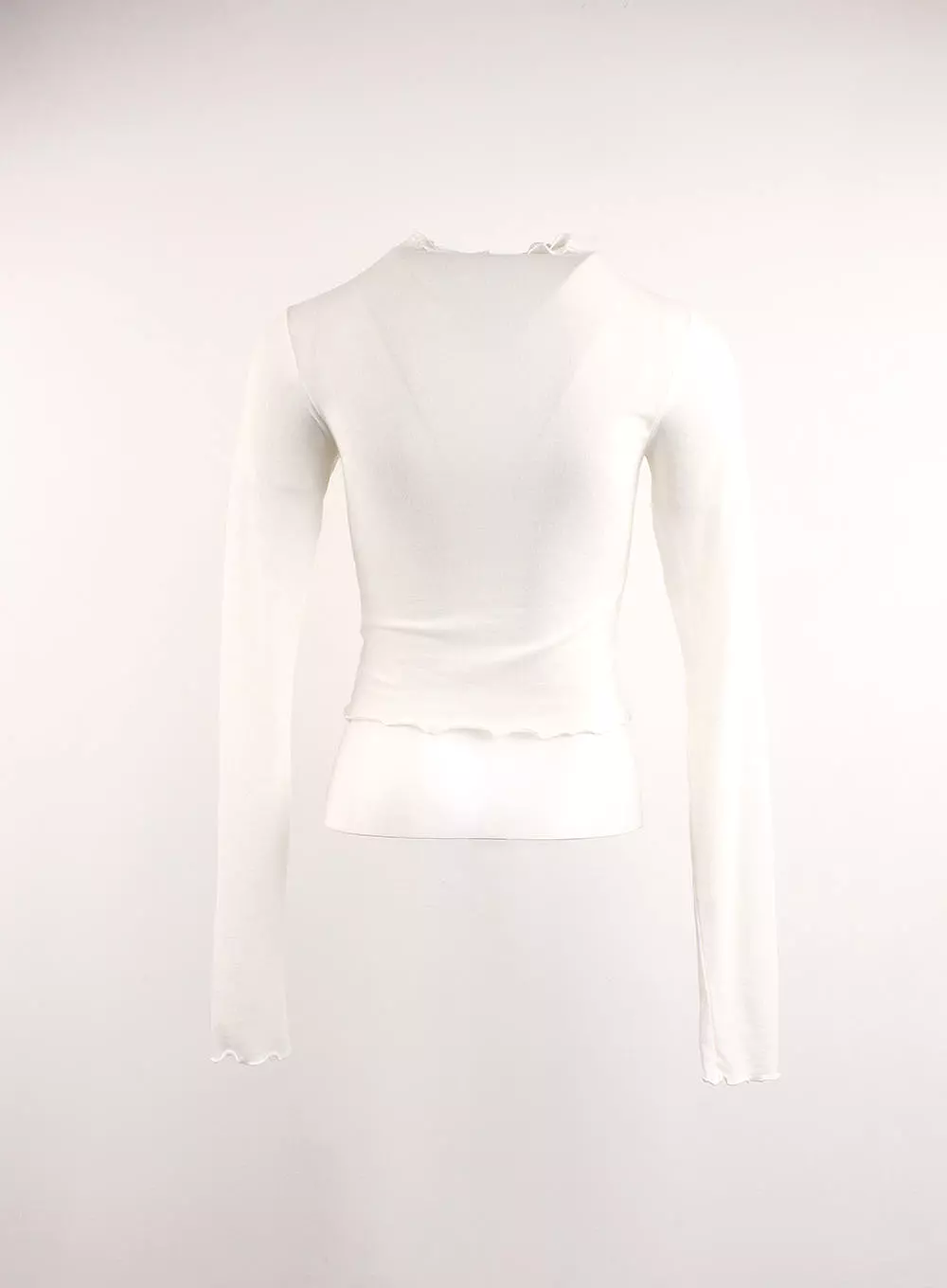 Binding Turtleneck Long Sleeve Top with Contrasting Design