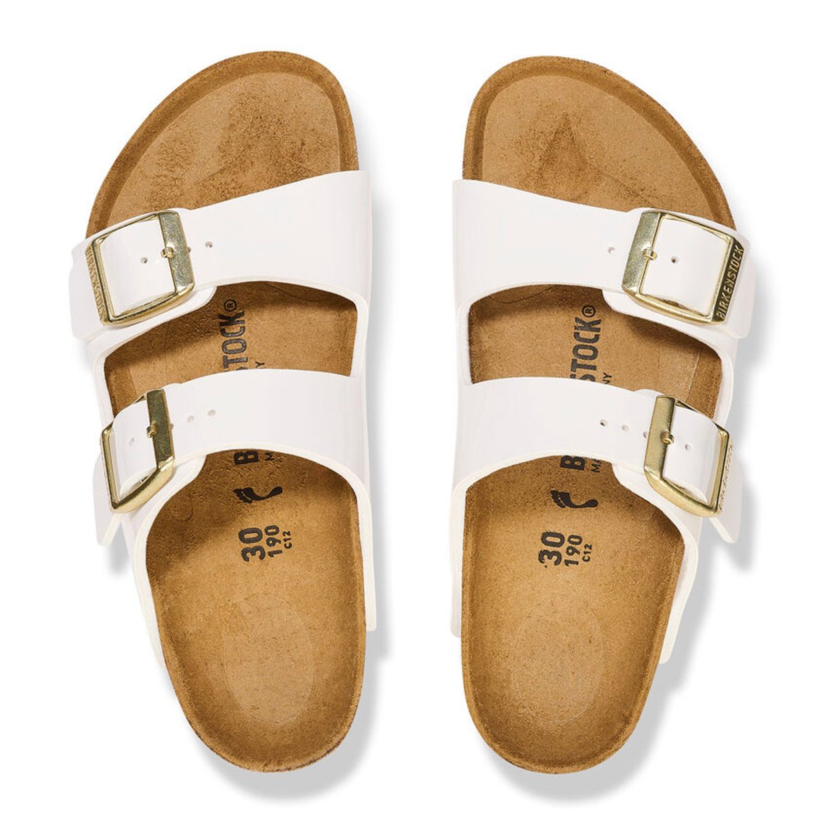 Birkenstock Girls Arizona Patent White Sandals