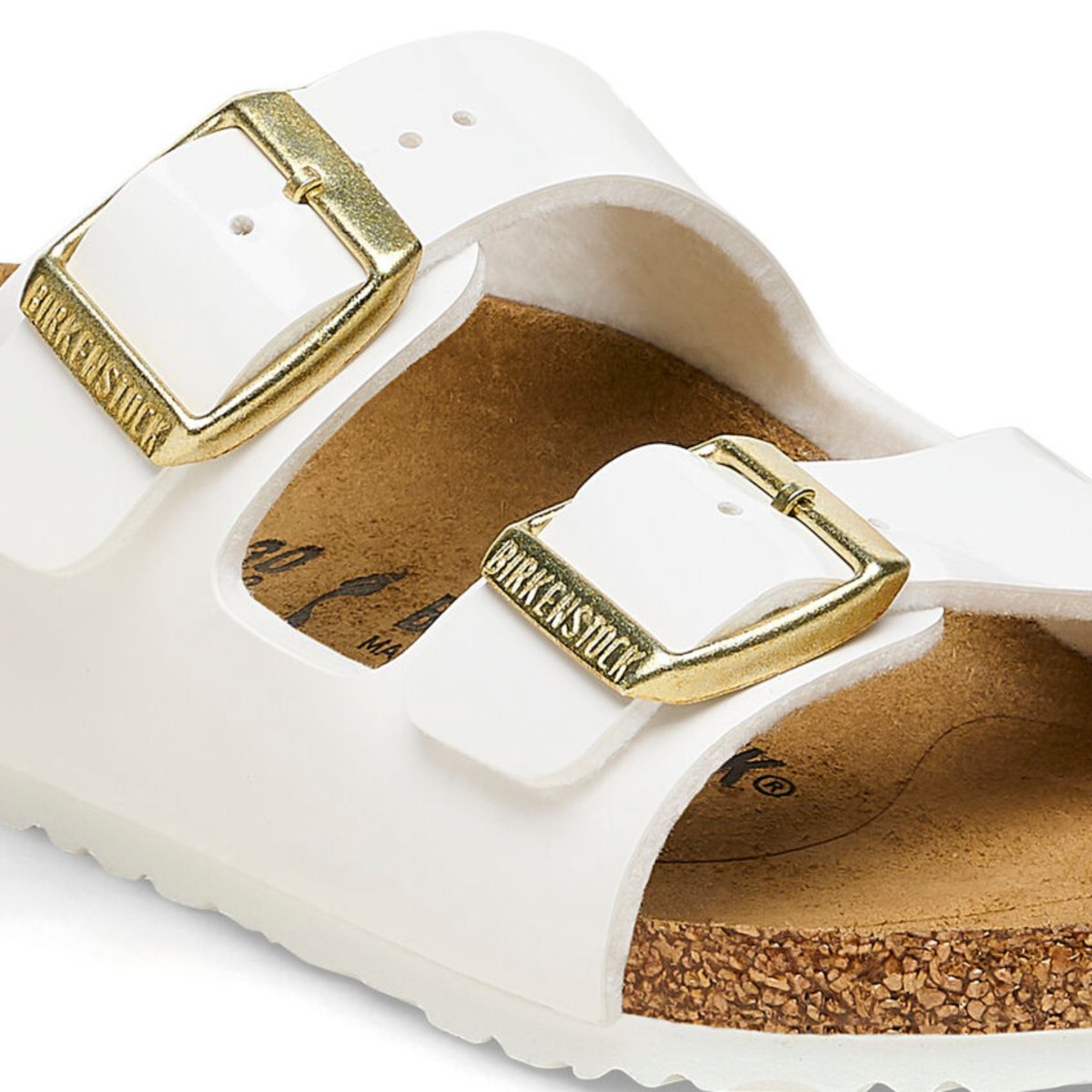 Birkenstock Girls Arizona Patent White Sandals