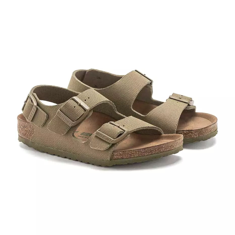 Birkenstock Milano Vegan Khaki Canvas Boy's