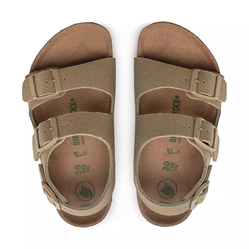 Birkenstock Milano Vegan Khaki Canvas Boy's