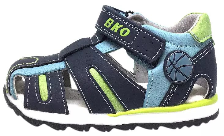 BKO Boy's Eagle II Navy Green Fisherman Sandal - Single Hook Loop Strap