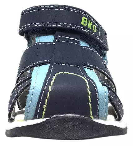 BKO Boy's Eagle II Navy Green Fisherman Sandal - Single Hook Loop Strap