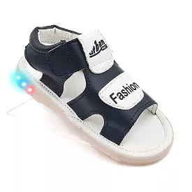 Black and white LED light-up sandals for a fashionable and trendy look.