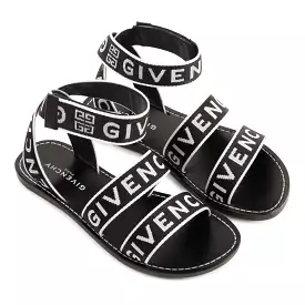 Black and White Logo Sandals