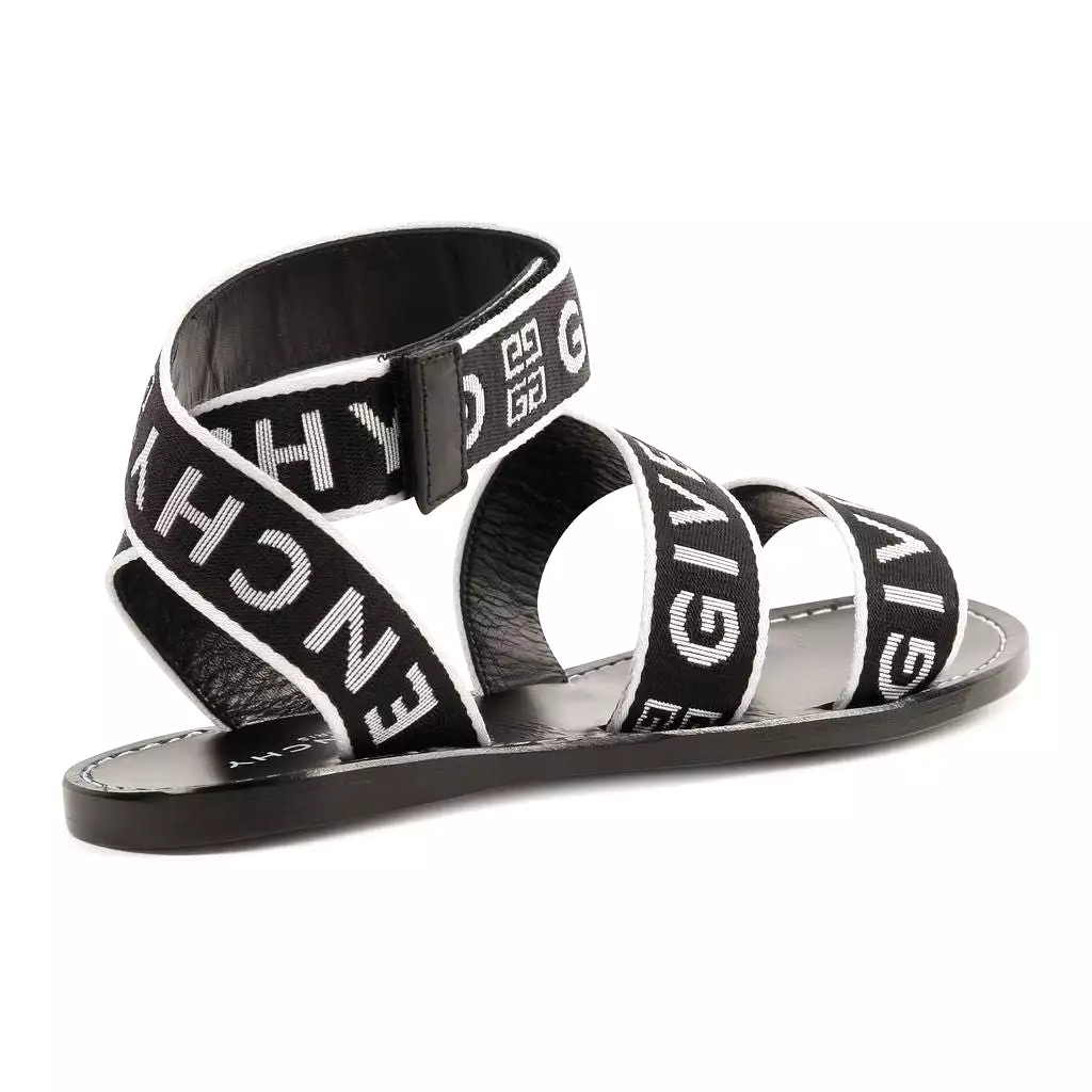 Black and White Logo Sandals.