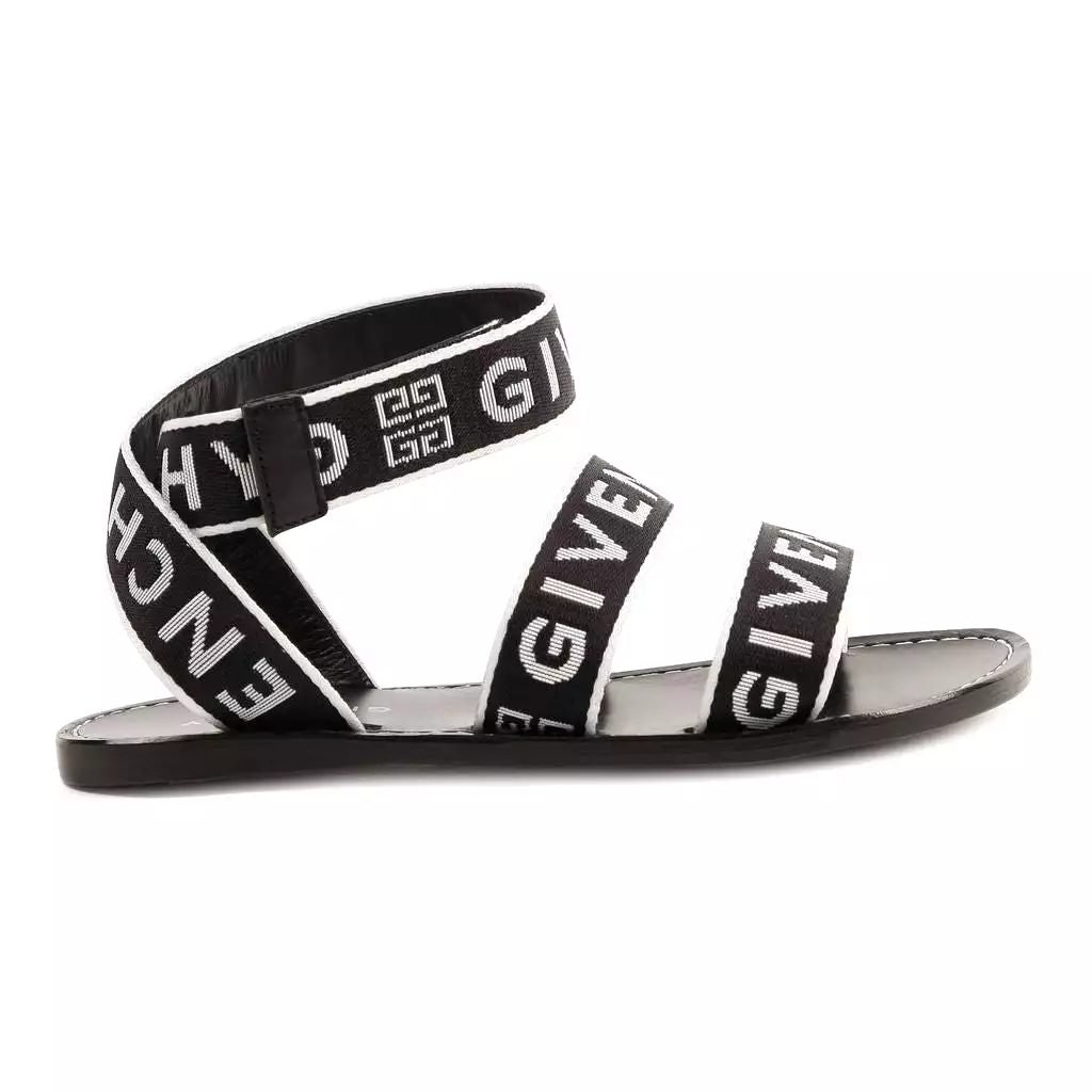 Black and White Logo Sandals.