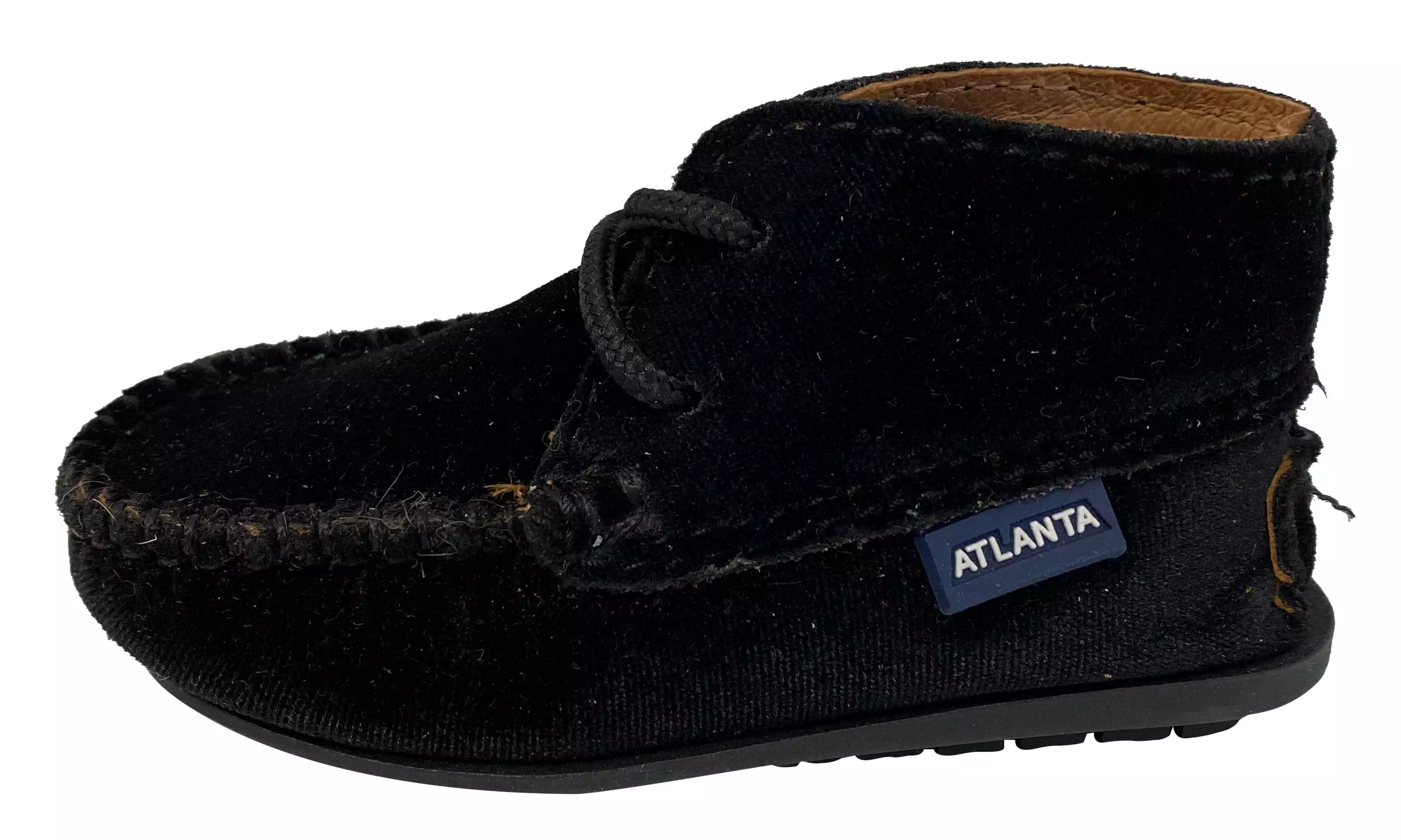 Black Atlanta Mocassin Booties for Girls and Boys in Velvet