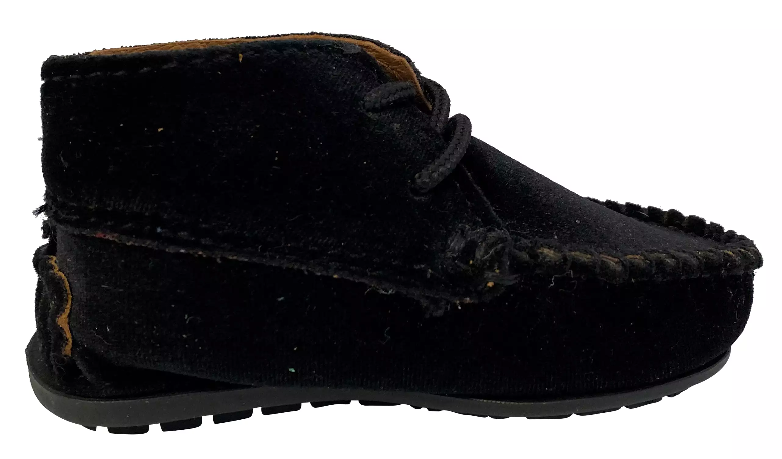 Black Atlanta Mocassin Booties for Girls and Boys in Velvet