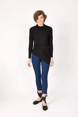 Black Bamboo Turtleneck Long Sleeve Curve Top