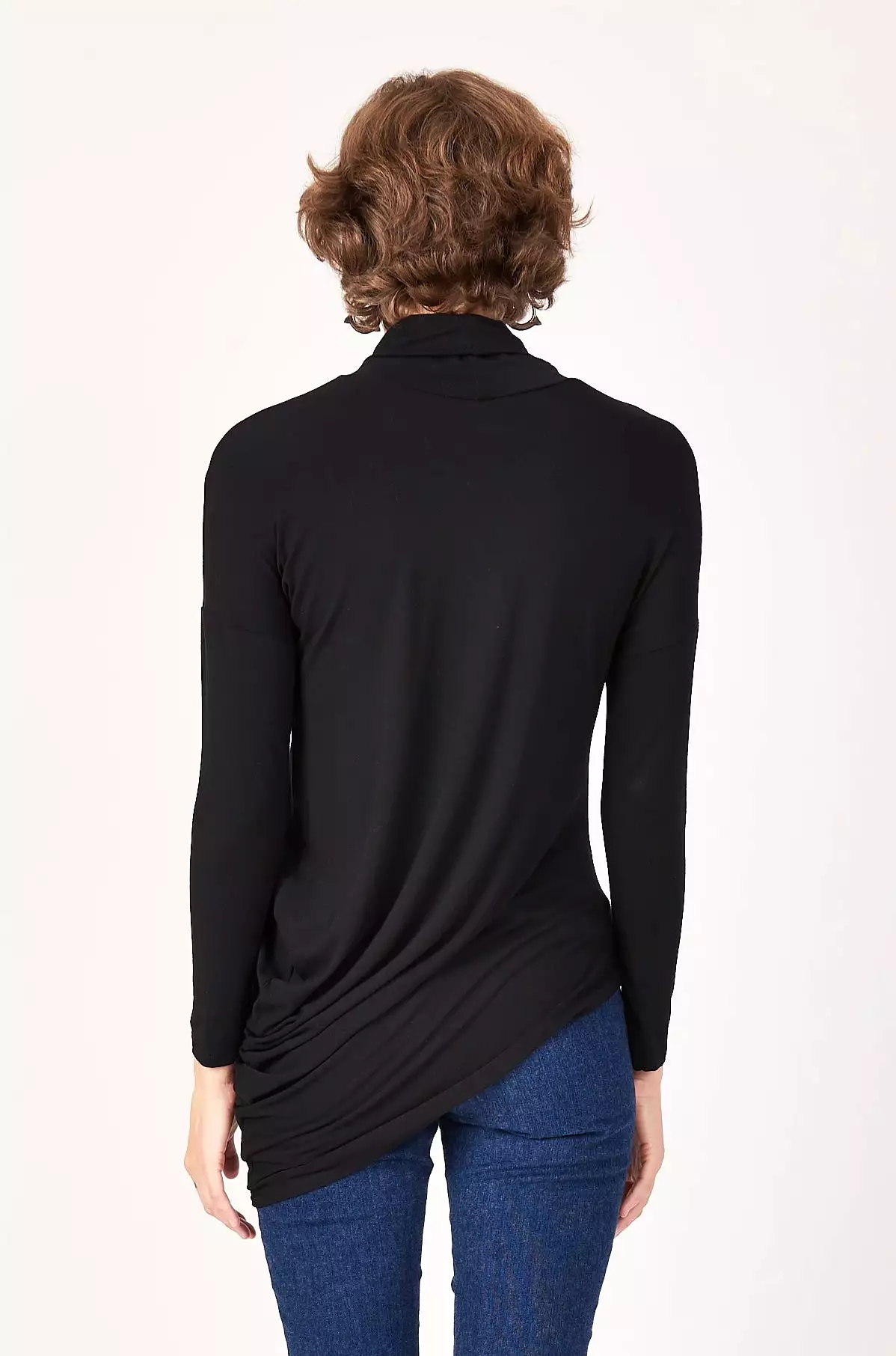 Black Bamboo Turtleneck Long Sleeve Curve Top