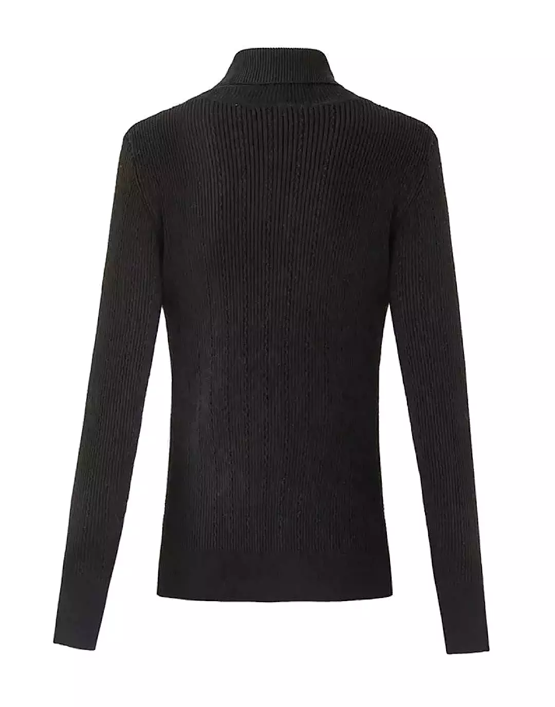 Black Knit Button Turtleneck Sweater