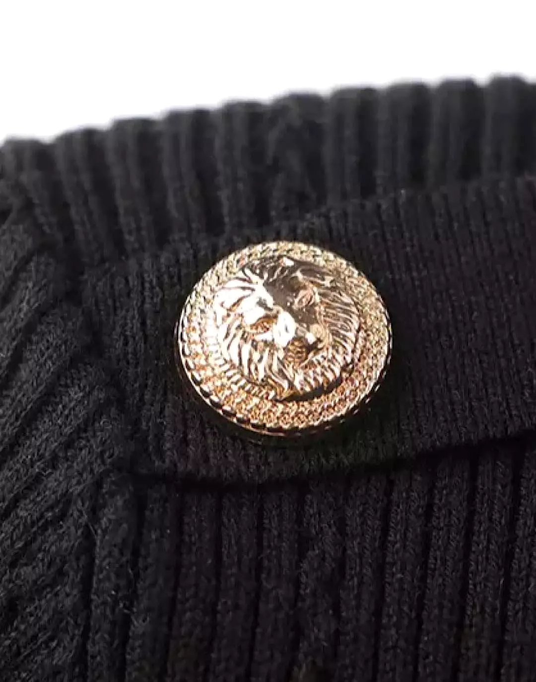 Black Knit Button Turtleneck Sweater