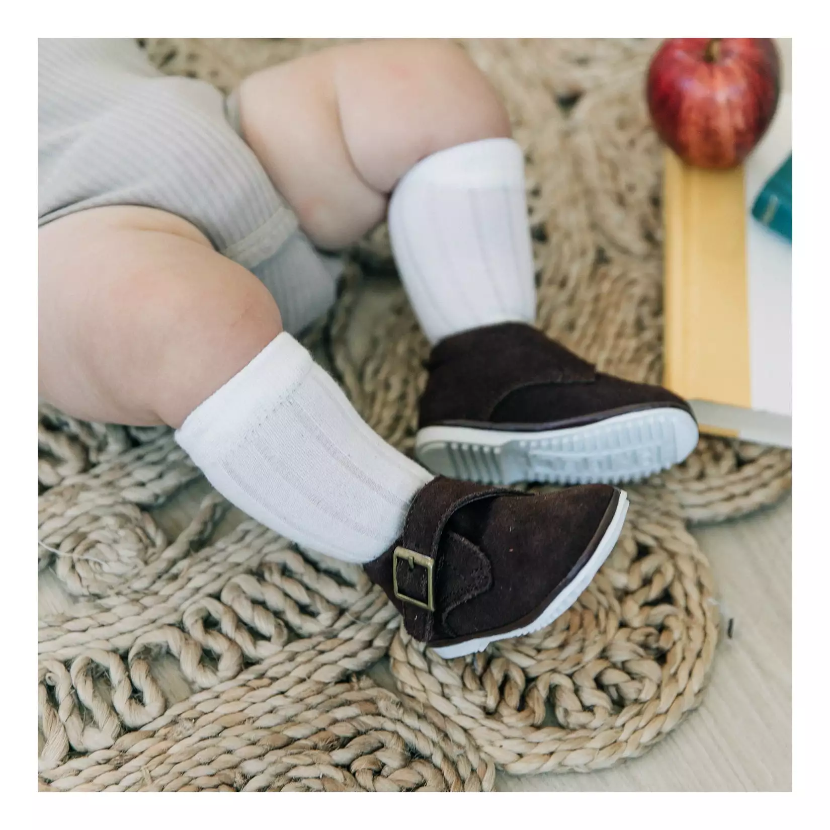 Black Leather Baby Boot with Buckle - Finch Boy