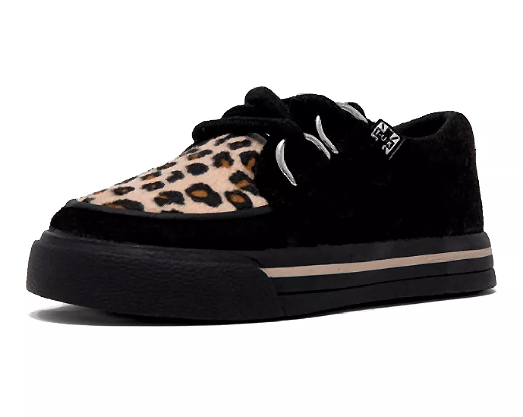 Black Leopard 2-Ring Creeper Toddler Sneaker